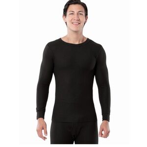 FRUIT OF THE LOOM Men’s Waffle Thermal Shirt Long Sleeve. Black/Gray/Cream . NEW